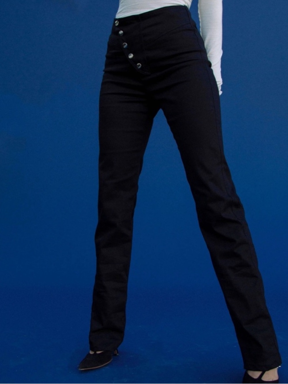 Line By K Faye Twill Pant, Black | Size 26, 30” Inseam